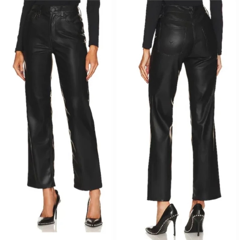 Hudson Remi High Rise Straight Leg Cropped Faux Leather Pants. Women's Size: 28.